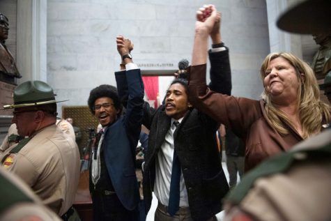 Photo from Politico of the Tennessee three who were up for expulsion for protesting on the House floor. Only the two to the left were expelled.
