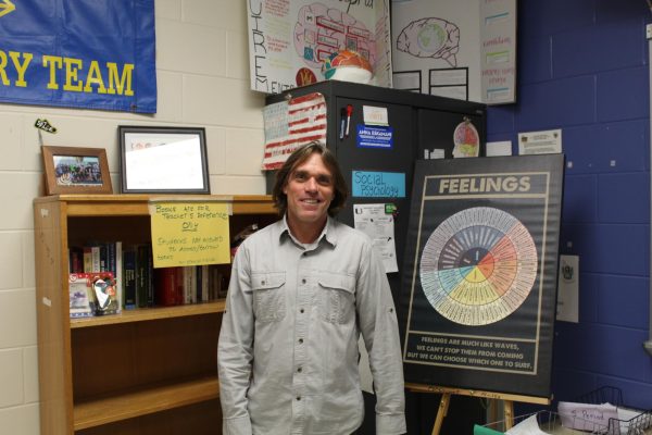 Psychology teacher, Mr. Saul Laird, teaches his Cambridge Psychology class.  