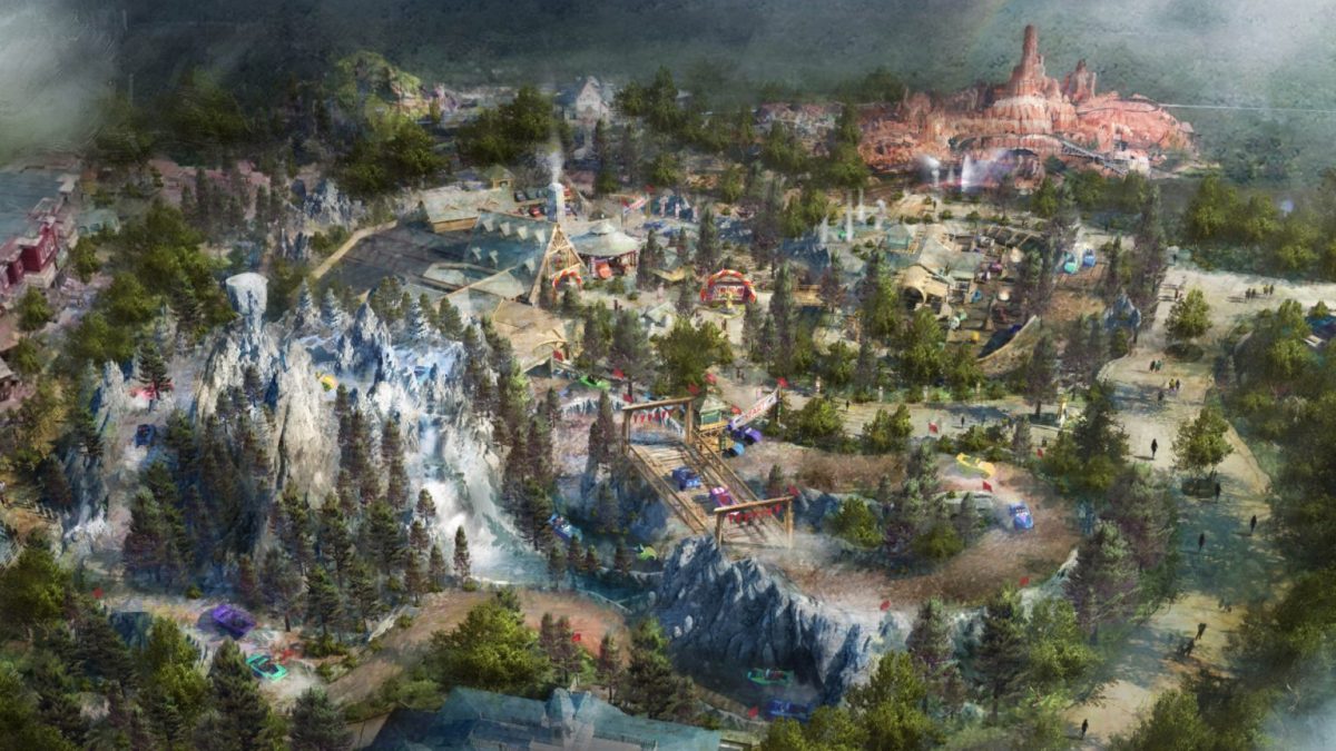  The concept photo shown during D23 for the Cars Land being added in Frontier Land.

