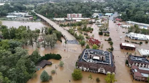 Flooding covers streets in Asheville, North Carolina