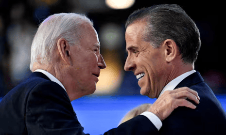 Joe Biden greeting his son Hunter at the Democratic national convention.