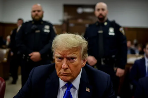 President-Elect Donald Trump pictured at a Manhattan Courthouse awaiting trial.