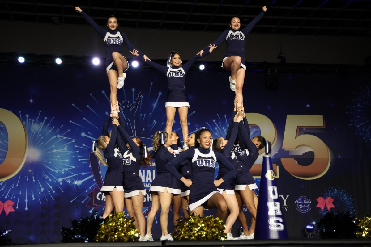 UHS cheerleaders performing their routine at FCC Nationals.