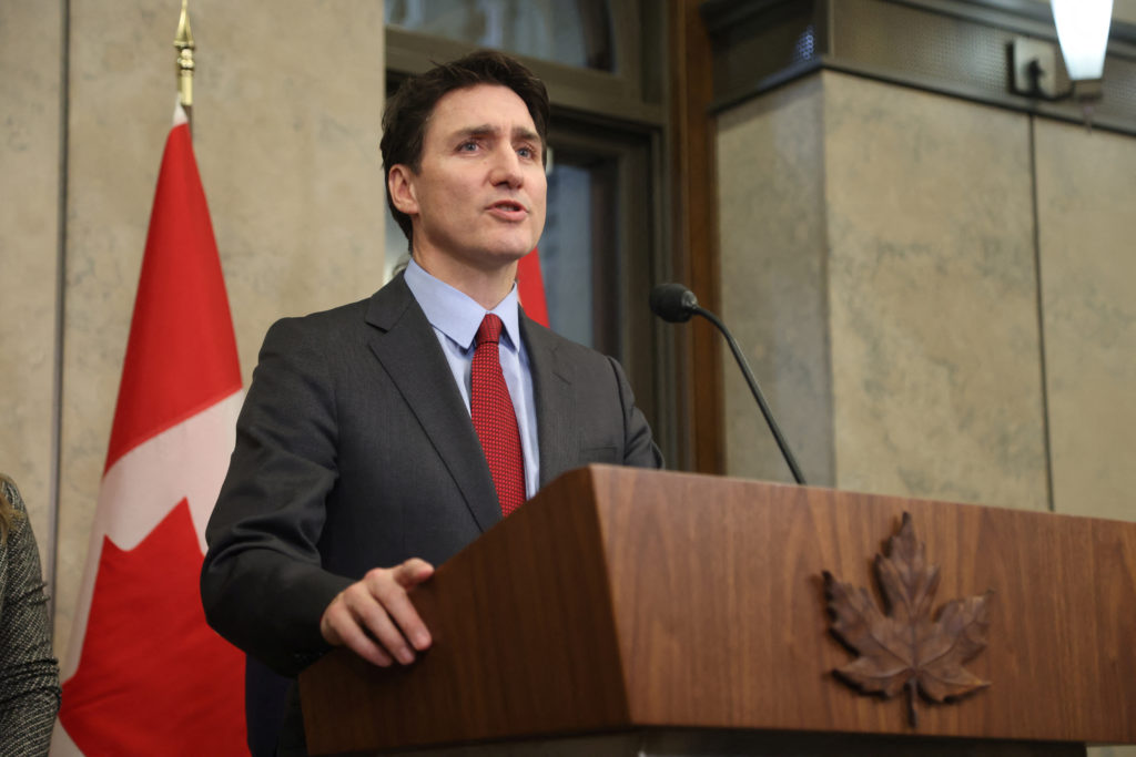 Canadian Prime Minister Justin Trudeau addresses his nation following negotiations with US President Donald Trump. 
