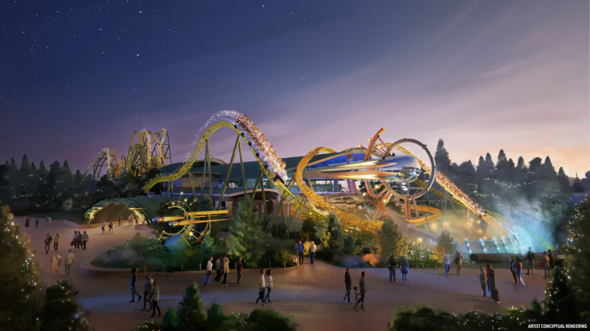 PIctured above is a behind-the-scenes look at the highly anticipated Stardust Racers ride.