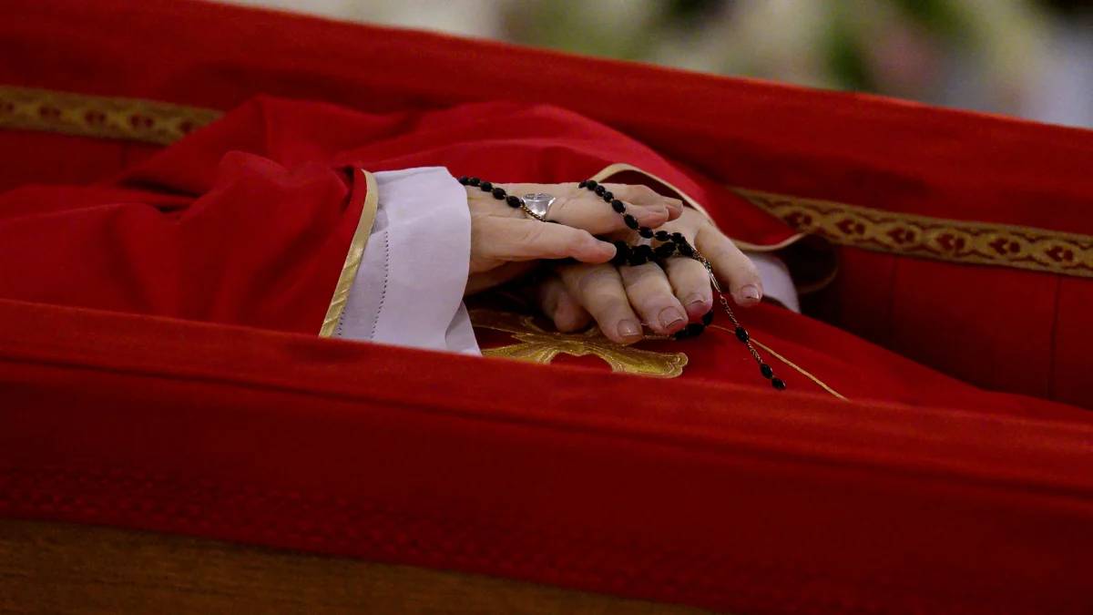 Photo released by the Vatican reveals the Pope resting at his funeral.